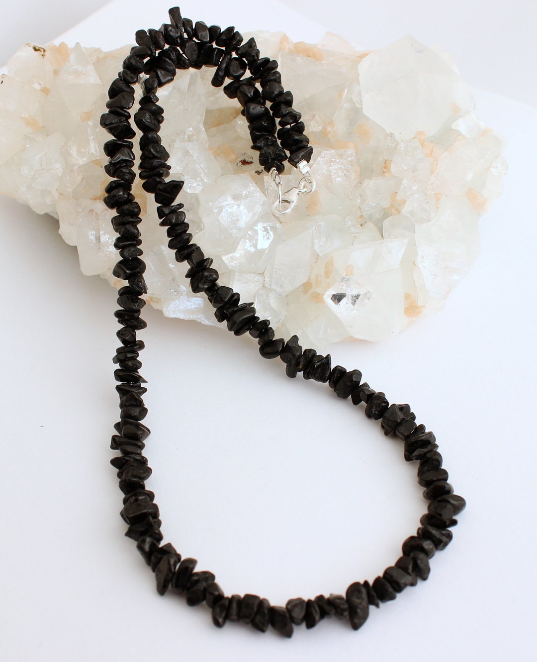 Splinter Silver Natural Schorl Black Tourmaline Necklace Splinter Necklace Gemstone ...