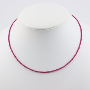 Ruby necklace faceted finely cut red stone necklace birthday gift precious necklace 925 silver snap fastener