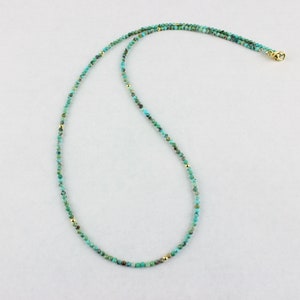 Beautiful turquoise faceted chain finely polished ball stone chain necklace women's birthday gift gold-plated 925 silver 55 cm long