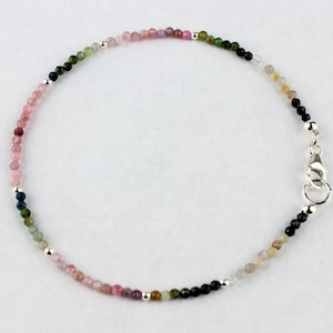 Tourmaline bracelet faceted finely ground colorful gemstone bracelet birthday gift 925 silver tourmaline stone jewelry approx. 19.5 cm