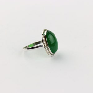 Jade Ring 925 Silver Gemstone Ring Silver Ring Silver Jewelry Green Oval Gift Healing Stone Birthday Mother's Day Size 12/ 52