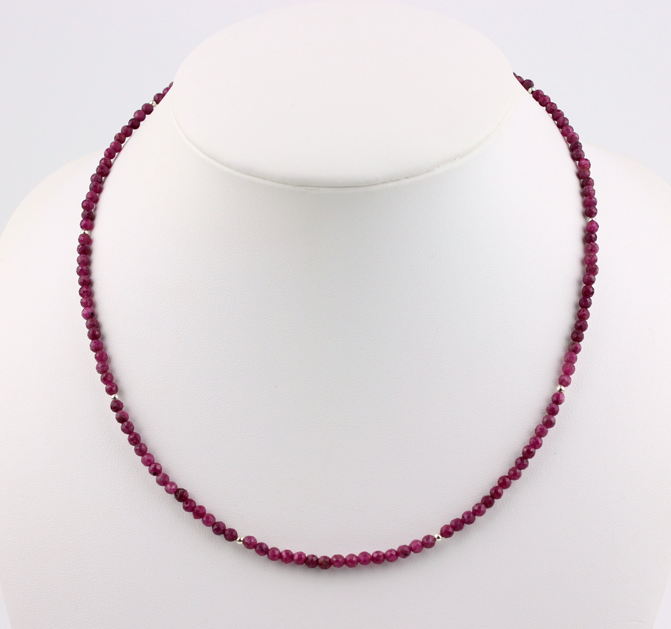 20 Zoll Halskette Damen 1056,00 CTS Roter Rubin Perlenkette 4 Stränge Rundperlen Halskette Damen Schmuck Rubin Perlen Halskette