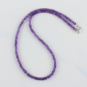 Amethyst Necklace Gemstone Necklace Purple Necklace Jewelry 925 Silver Gift Amethyst Necklace Faceted Rondelle Beaded Necklace ca.46 cm Precious