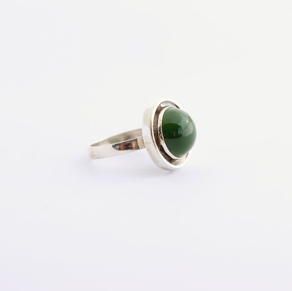 Natur Jade Ring 925 Silber 1A Qualität edelstein Jade aus Kanada Silber ring Silberschmuck Grün Rund Geachenk heilung Geburtstag Gr. 15/ 55