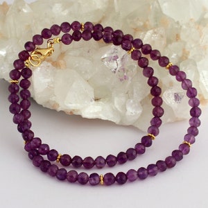 Beautiful Amethyst Gemstone Necklace Purple Faceted Necklace Gift Necklace Jewelry Christmas Birthday Amethyst Necklace 925 Silver New