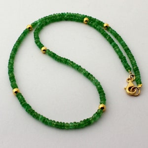 Green Garnet Tsavorite Necklace Faceted Rondelle Gemstone Necklace Collier Precious