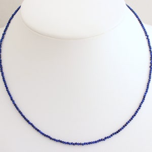 Lapis Lazuli necklace gemstone necklace finely cut blue faceted lapis necklace birthday gift stone chain strand necklace 925 silver 45 cm