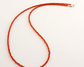 Carnelian necklace, faceted, finely cut bead, women's orange necklace, birthday gift, stone necklace, 925 silver, lobster clasp necklace, 45 cm