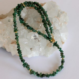 Emerald Necklace Nuggets Natural Gemstone Necklace Women Tumbled Green Brazil Hard Gold Plated 925 Silver Gift 45 cm Real New