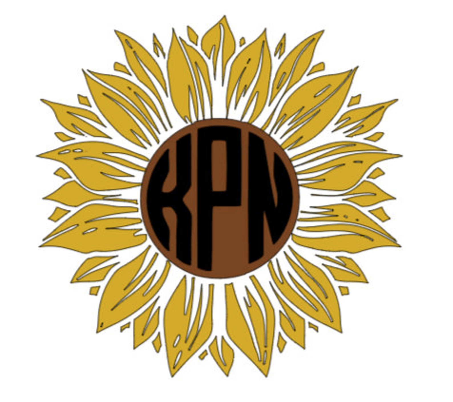 Sunflower with initials car decal Etsy