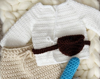 Crochet Baby Luke Skywalker Inspired Outfit, Halloween Costume, Lightsaber