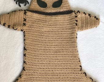 Crochet Burlap Monster Baby Costume, Spooky Halloween Outfit, Newborn Photo Prop