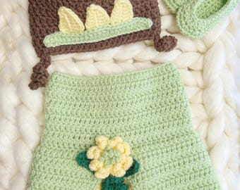 Bayou Princess Costume Set, Green Princess Dress, Lily Pad Outfit, Southern Belle Dress,