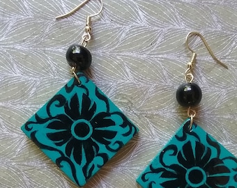 Black Floral Earrings