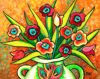 MY PEONIES, Giclee Art Print,  !4" x 11",  56.00, (free shipping)