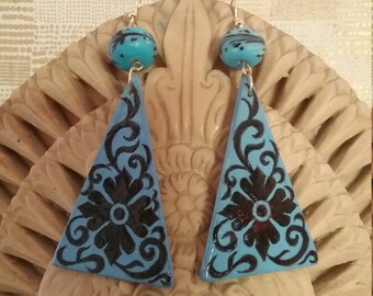 Black Floral Arabesque Earrings
