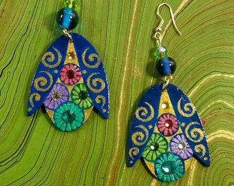 Art Deco Geometric Earrings with Swarovsku Crystals