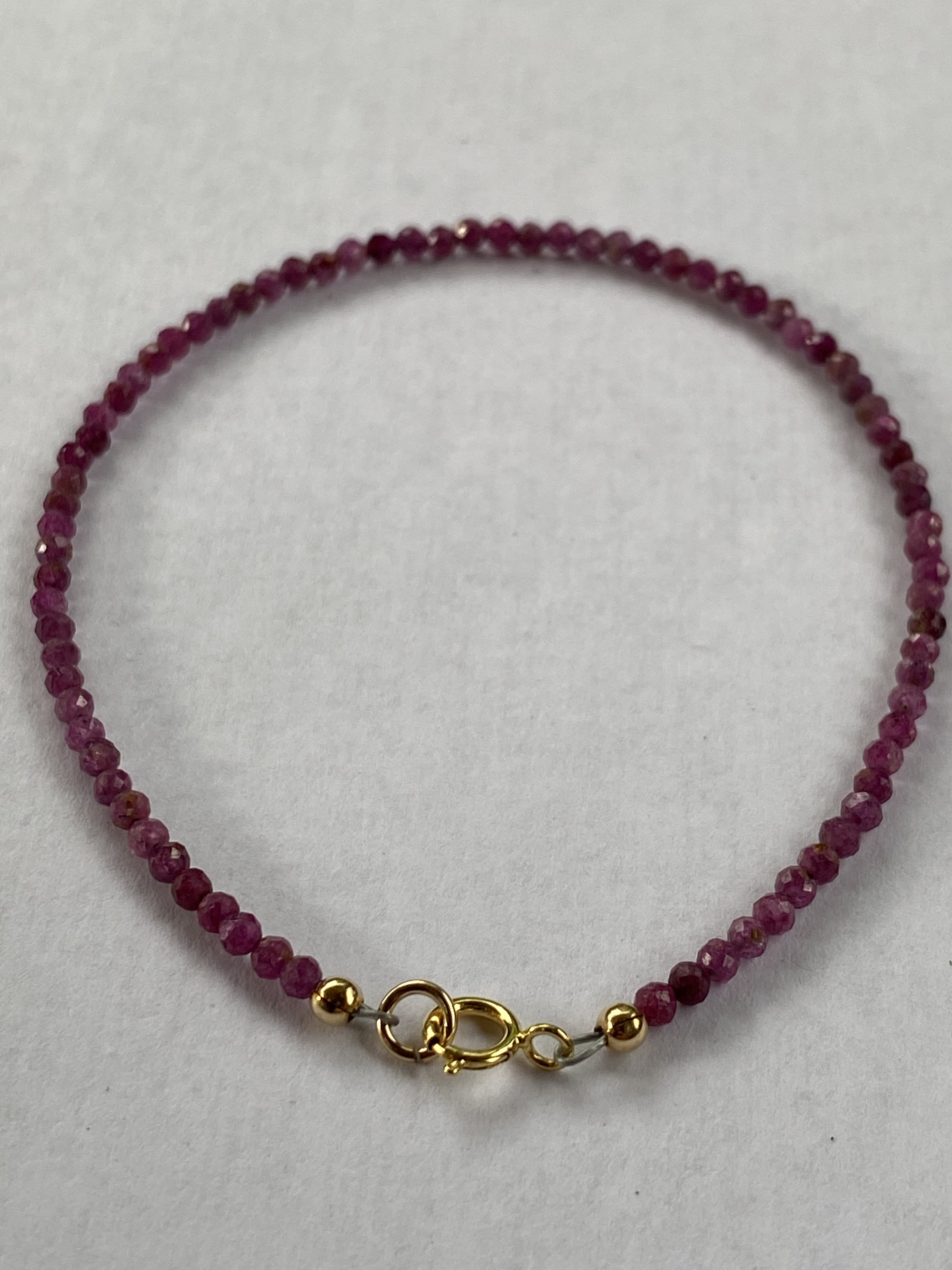 2mm genuine ruby bracelet with goldfilled or sterling silver Etsy