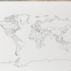 Printable Blank Outline Black and White World Map to Color in Polaroid ...