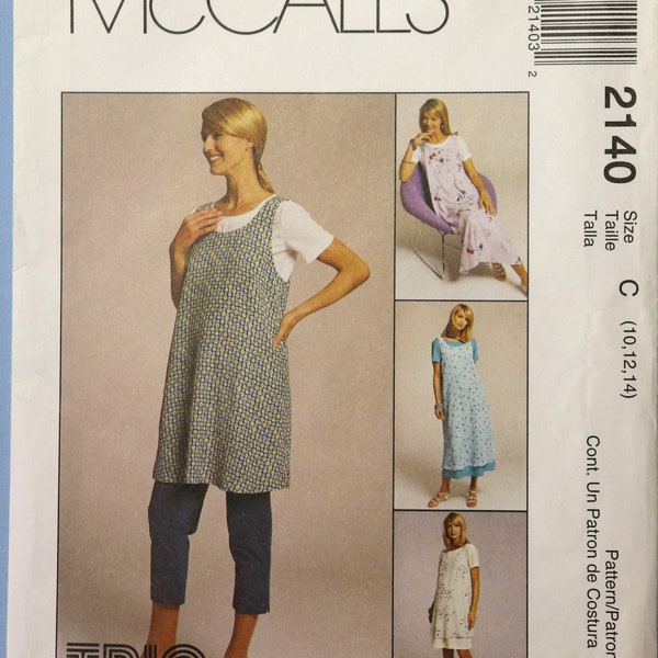 McCall's 2140.  Maternity dress or jumper, top and pants pattern.  Maternity maxi dress or jumper tunic and pull on pants.  SZ 10-14 Uncut
