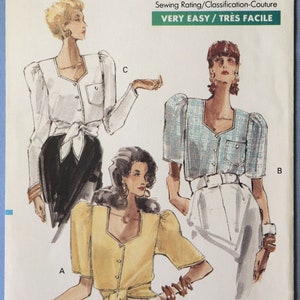 Vogue 7520.   Misses blouse pattern. Vintage 1989 loose fit blouse pattern. SZ 6-10  Uncut