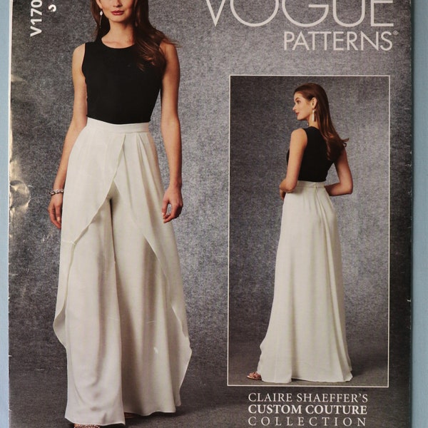 Vogue 1702.  Misses or women's pants pattern.  Claire Shaeffer's couture flared, lined pants with overlay  pattern.  Evening pants pattern.