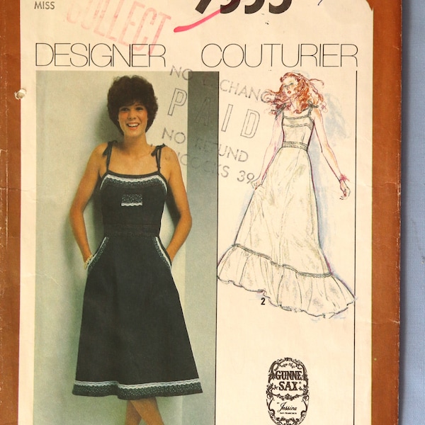 Simplicity 9335.  Gunne Sax dress pattern.  Vintage 1979 Gunne Sax bridal dress, sundress pattern.  SZ 10