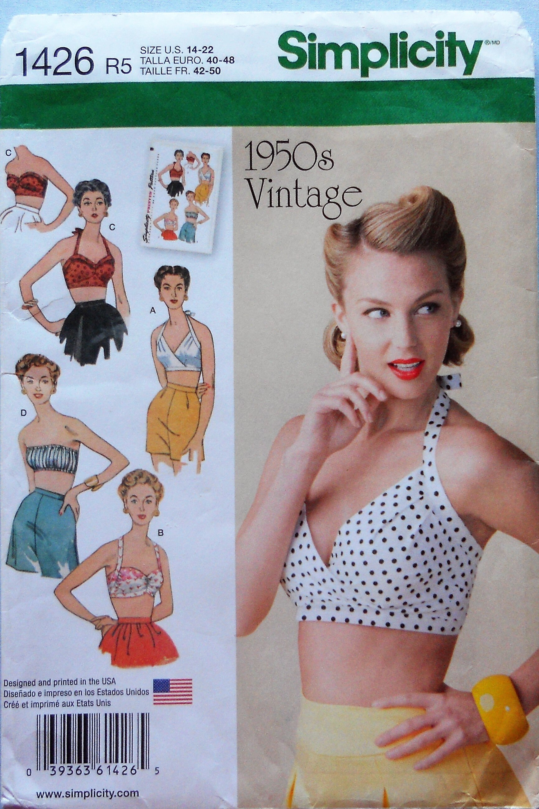 Simplicity Misses' Vintage 1950's Bra Tops 1426 pattern review by