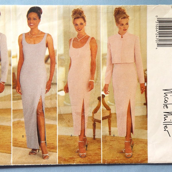 Butterick 4778.  Misses evening gown and jacket pattern.  Fitted sheath dress and lined jacket pattern.  SZ 12-16 Uncut