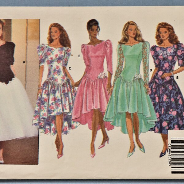 Butterick 6536.  Misses dress pattern.  Vintage 1992 drop waist special occasion dress pattern.  Tango dress.  SZ 12-16  Uncut