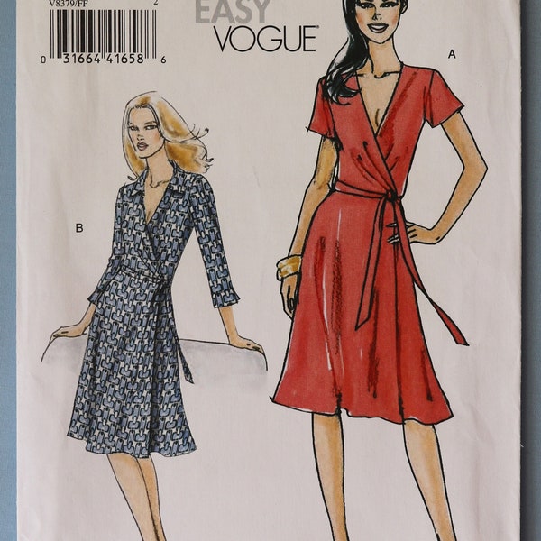 Vogue 8379.  Women's wrap dress pattern.  Easy sew wrap dress pattern.  SZ 16-22  Uncut