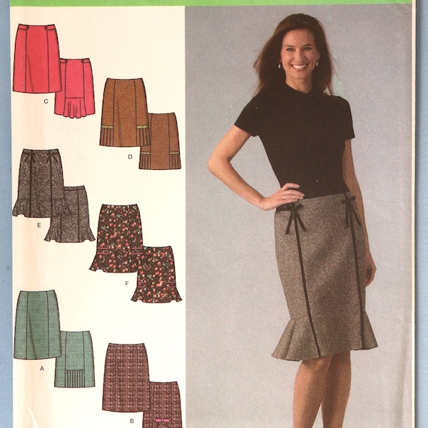 Simplicity 4787.  Misses skirts pattern.  Fitted skirts with hemline ruffles or pleats pattern.  SZ 6-12  Uncut