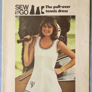 Butterick 3709.  Misses tennis dress and panties pattern.  Vintage 1970s easy sew knit flared tennis dress, panty pattern.  SZ 12 Uncut
