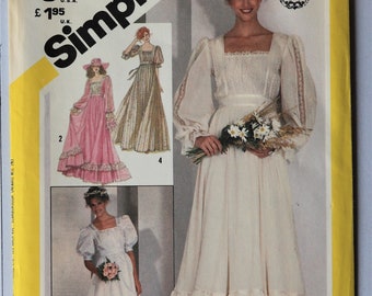 Simplicity 5362.  Gunne Sax bridal gown pattern.  Vintage 1981 Gunne Sax formal dress pattern. Gunne Sax prairie dress pattern. SZ 12