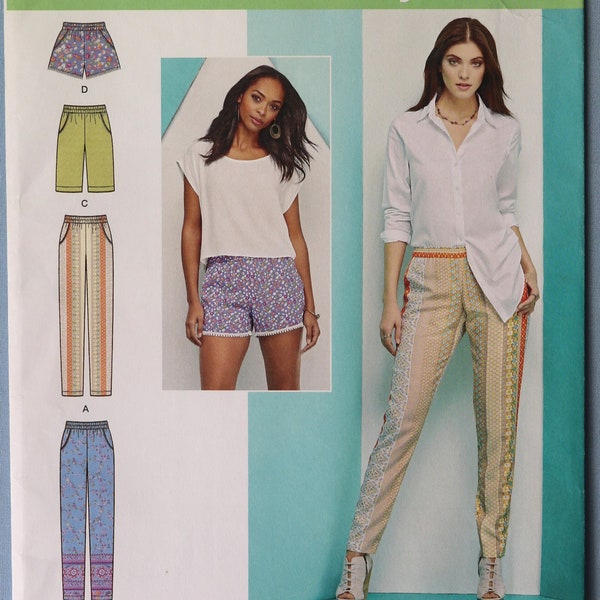 Simplicity 1165.  Women's pants and shorts pattern.  Pull on slim pants, walking shorts, short shorts pattern.  SZ 14-22 Uncut