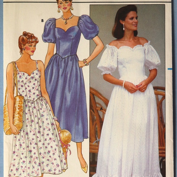 Butterick 6593.  Misses evening gown pattern.  Vintage 1980s bridal, bridesmaid dress pattern.  Sundress pattern. SZ 14 Uncut