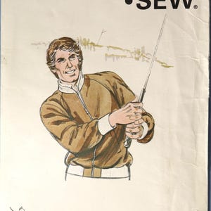 Kwik Sew 939.  Men's sports jacket pattern.  Vintage 70's men's raglan sleeve baseball or sports jacket pattern.  SZ S-XL Uncut