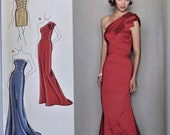 Simplicity 2253. Misses formal dress pattern. Jessica McClintock formal dress pattern. Sleeveless or one shoulder evening gown. SZ 4-12 UC
