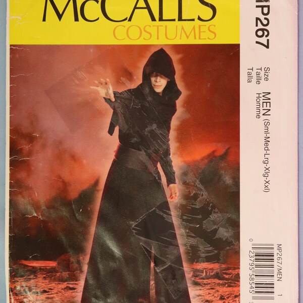 McCall's 7422.  Star Wars Sith costume pattern.  Men's lined coat, surcoat, hood, belt cosplay pattern.  SZ S-XXL.