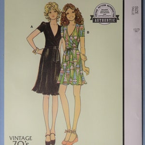 McCall&#39;s 8379.  Misses or women&#39;s wrap dress pattern.  Retro 70&#39;s knit flared wrap dress pattern.  SZ 6-14 or SZ 16-24  Uncut