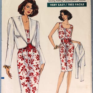 Vogue 7724.  Misses dress and jacket pattern.  Fitted sleeveless dress and loose fit shawl collar jacket pattern.  SZ 8-12 Uncut