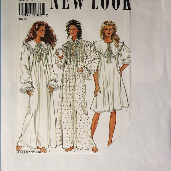 New Look 6163.  Misses Victorian nightgown pattern.  Vintage 80s lace trim heirloom nightgown pattern.  SZ S-XL (10-24) Uncut