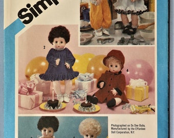 Simplicity 6481.  Baby doll clothes pattern.  Vintage 1984 wardrobe for  15"-16" baby dolls.  Uncut
