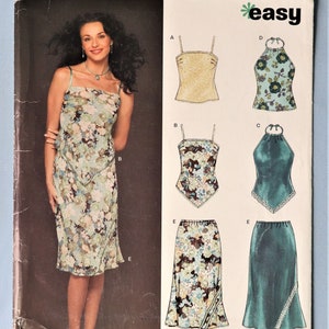 New Look 6437. Misses bias top and bias skirt pattern.  Halter top, camisole top pattern.  Pull on flared bias skirt pattern.  SZ 6-16 Uncut