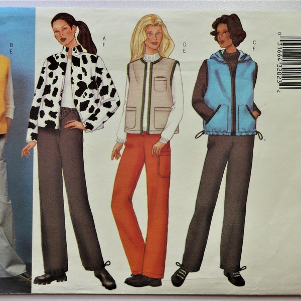 Butterick 6712.  Women's jacket, vest and pants pattern.  Loose fit vests pattern.  Pull on cargo pants pattern.  SZ 18-22 Uncut