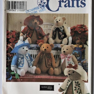Simplicity 7895.  Stuffed bear pattern. 18 inch Plush fabric bears and clothes pattern.  Memory bear pattern. Uncut