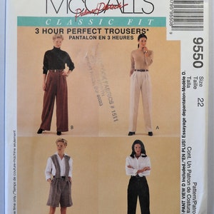 McCall's 9550.  Women's pants and short pattern.  Palmer/Pletsch 3 hour perfect trousers and fitting shell pattern.  SZ 22 or SZ 24.