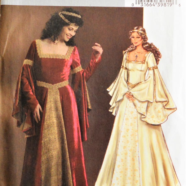 Butterick 4571.  Misses Medieval or Renaissance dress costume pattern. Medieval bridal gown pattern.  SZ 6-12 Uncut