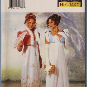 Butterick 6631.  Regency gown and spencer costume pattern.   Regency Bridgerton evening gown and spencer pattern.   SZ 6-10 Uncut