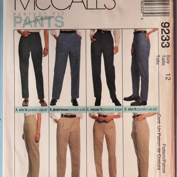 McCall's 9233.  Misses pants pattern.  Palmer and Pletsch "Perfect Fit" pants pattern.  Jeans pattern.  SZ 12.  Uncut